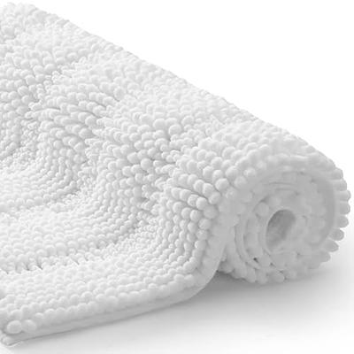 Bathroom Rugs Mats 1 Piece Thick Chenille Bath Mat Non Slip 16x24 inches  Black and White 