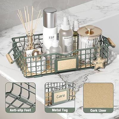 Qcold Metal Wire Basket Storage, Bathroom Basket for Organizing, Bathroom  Counter Organizer with Wooden Handles, Farmhouse Bathroom Decor Tray, Toilet  Paper Basket Storage (Set of 3, Sage Green) - Yahoo Shopping