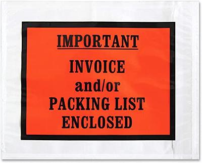 5.5 x 7.5 Clear Packing List Envelope Adhesive Invoice Sleeve 5x7 (100  pack)