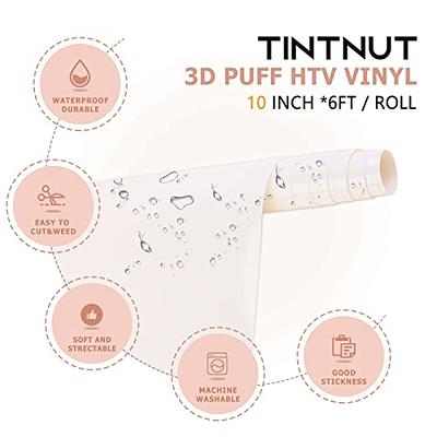 Tintnut White Puff Vinyl Heat Transfer - 10 inches x 6ft Puff HTV Roll 3D Puff  Heat