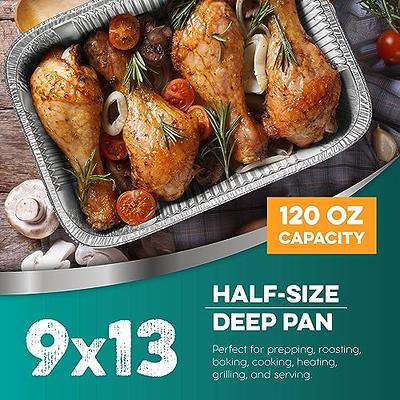 Stock Your Home Aluminum Pans 9x13 Disposable Foil Pans (30 Pack) - Half Size Steam Table Deep Pans - Tin Foil Pans Great for Cooking