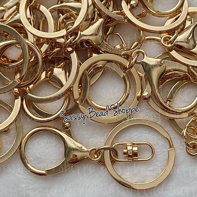 20Pcs Gold Silver Bronze Swivel Lobster Clasp Clips Key Hook Keychain Split  Key Ring Findings Clasps