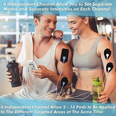 Tens Unit Muscle Stimulator 4 Independent Channel 24 Modes Full