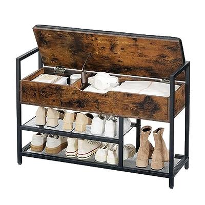  astimey Shoe Bench, Lift Top Shoe Storage Bench, Adjustable Shelf  Entryway Bench, Metal and Wood Shoe Rack Organizer with Cushion for Entry,  Bedroom, Closet, Living Room, Hallway (Brown, 35.5“W) : Home