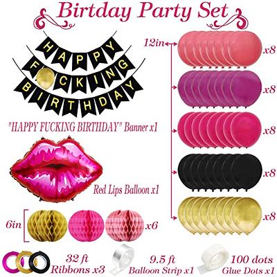 Birthday Decorations for Women Hot Pink Black and Gold, Happy Birthday  Banner Black Gold Hot Pink Balloons Kit, Honeycomb Balls Party Supplies,  Red Lips Balloon, Funny Birthday Decor Office Her - Yahoo