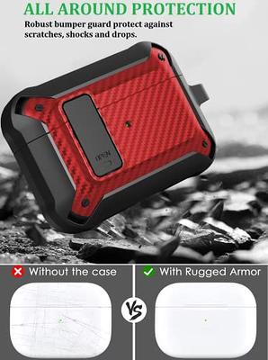 Leather Textured Rugged Armor Tpu Protective Case Cover For Apple Airpods  Pro (2nd Generation) 2022 - Red