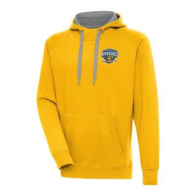 Men's Antigua Black Detroit Lions Logo Victory Pullover Hoodie