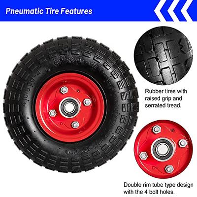 10 4.10/3.50-4 Flat Free Solid Tire and Wheel with 5/8 Axle Bore Hole  2.2 Offset Hub for Gorilla Carts, Garden Wagon Carts, Trolley, Hand Truck  - Yahoo Shopping