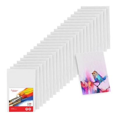 Stretched Canvas, Multi Pack 4X4, 5X7, 8X10,9X12, 11X14 Set of 10,  Primed White - 100% Cotton Artist Canvas Boards for Painting, Acrylic  Pouring, Oil Paint Dry & Wet Art Media