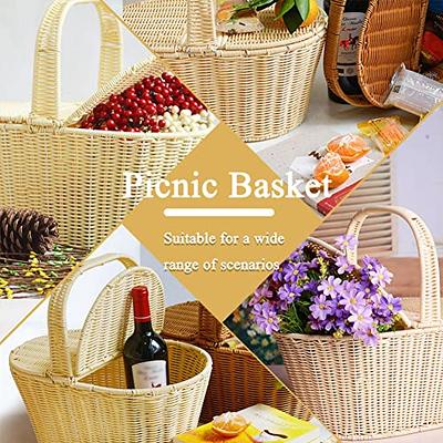 Rattan Flower Basket, Mini Straw Rattan Baskets, Wedding Flower Girl  Basket, Wicker Rattan Flower Basket with Handle,Petal Basket Candy Storage  Basket