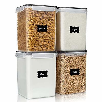 Airtight Food Storage Containers with Lids, 24 pcs Plastic Kitchen and  Pantry Organization Canisters for Cereal, Dry Food, Flour and Sugar, BPA  Free, Includes 24 Labels