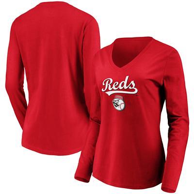 Women's Fanatics Branded Light Blue/Red St. Louis Cardinals True Classic League Diva Pinstripe Raglan V-Neck T-Shirt