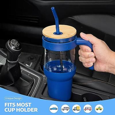 Glass Tumbler With Straw and Lid 16 Oz Fits in Cupholder Mason Jar Tumbler  Iced Coffee Cup Bamboo Lid Boba Cup Smoothie Cup 