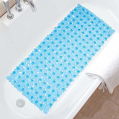 Asvin Soft Textured Bath, Shower, Tub Mat, 47x16 Inch, Phthalate Free, Non  Slip Comfort Bathtub Mats with Drain, PVC Loofah Bathroom Mats for Wet