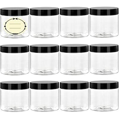 4oz Glass Jars with Lids(12 Pack), Round Glass Jars with Inner Liners and  Black Lids, Empty Cosmetic Containers for Creams, Powder