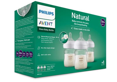 Philips Avent 3pk Natural Baby Bottle With Natural Response Nipple - Blue -  4oz : Target