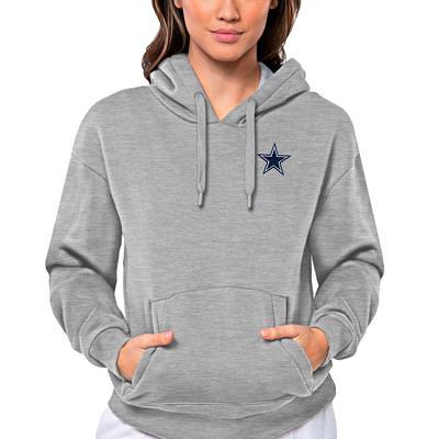 Men's Antigua Charcoal Dallas Cowboys Metallic Logo Victory Pullover Hoodie