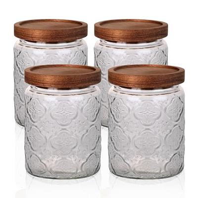 Decorative Kitchen Counter Top Glass Canister Set - Cookies Coffee