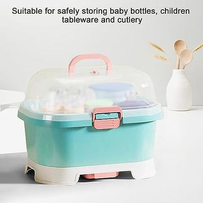 Portable Kitchen Bottle Drying Rack Box With Anti-dust Cover Large