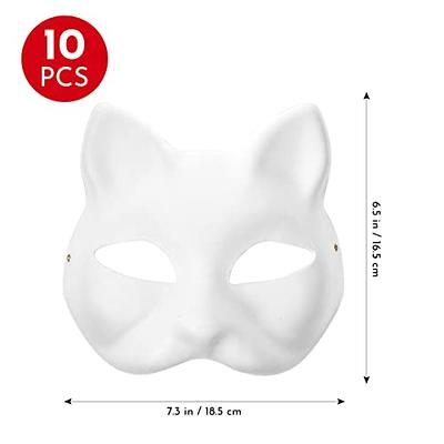 LOGOFUN 10 Pcs Cat Masks for Kids Therian Mask White Paper Blank DIY  Unpainted Animal Mask Cosplay Halloween Masquerade Party Costume Accessories