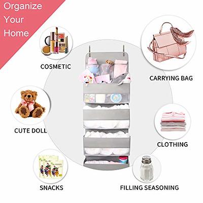 Univivi Door Hanging Organizer Nursery Closet Cabinet Baby Storage with 4  Large Pockets and 3 Small PVC Pockets for Cosmetics, Toys and Sundries