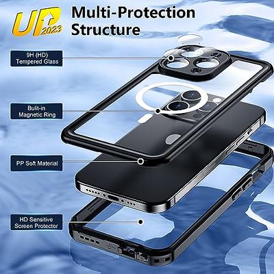 Compatible with iPhone 15 Pro Max Case, [Dustproof Design] Full-Body Rugged  Shockproof Hard Phone Case with Built-in 9H Tempered Glass Screen