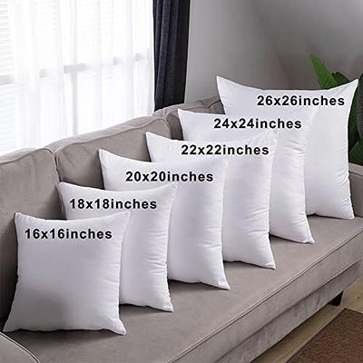  Oubonun 16 x 16 Throw Pillow Inserts, Firm and Fluffy  Decorative Square Pillows for Couch Bed Sofa with Soft Cotton Cover White  Cushion with Down Alternative Pack of 2 : Home & Kitchen
