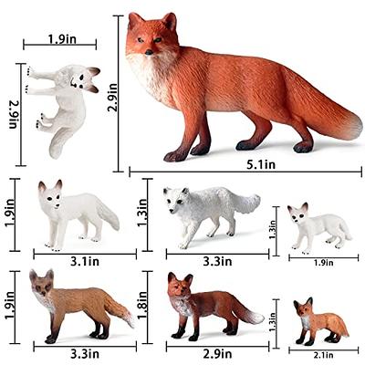 Fox Toy Figures Set Includes Arctic Fox & Red Foxes Figurines Cake Toppers  (5 )