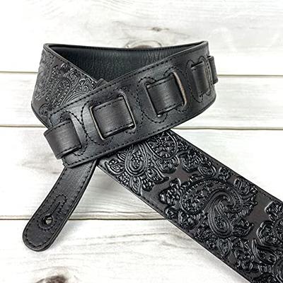 Leather Guitar Strap / Electric / Bass Black 