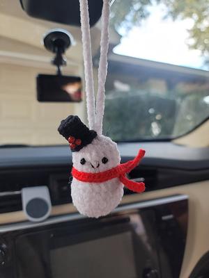 Amigurumi Fluffy Snowman Car Rear View Mirror Accessories Ready To Ship -  Yahoo Shopping