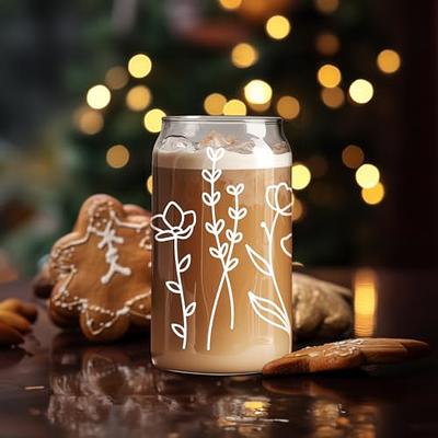  Coolife Floral Iced Coffee Cup, 16oz Drinking Glass Cups w/Lids  Straws, Aesthetic Cups, Coffee Glass Tumbler, Flower Beer Glass Cups,  Valentines Day Birthday Aesthetic Gifts for Women Wife Her : Home