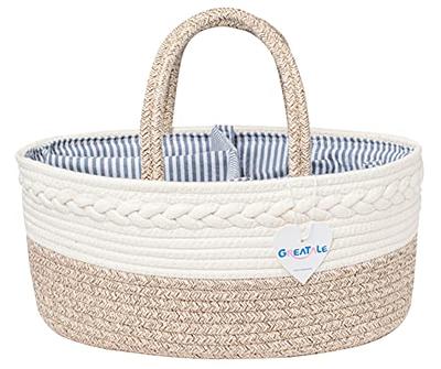 luxury little Diaper Caddy Organizer, Large Cotton Rope Nursery Basket,  Changing Table Baby Diaper Storage Portable Car Organizer with Removable