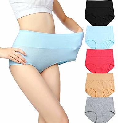 High Waisted Underwear for Women Cotton No Muffin Top Full Coverage Briefs  Soft Stretch Ladies Panties 5 Pack 
