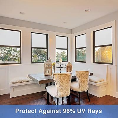 Window Privacy Film,Decorative Window Film,Non-Adhesive Frosted Glass  Window Film Sun Blocking Window Film UV Protection for Home Office 