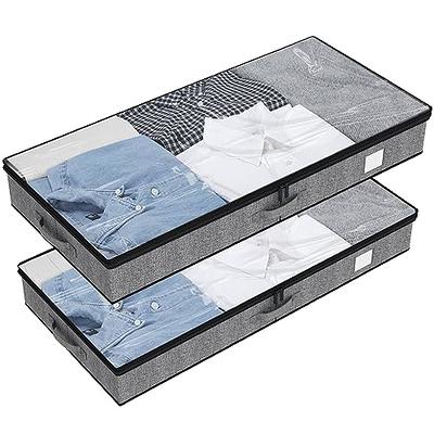 Vailando Under Bed Storage, 2 Pack Under Bed Storage Containers with  Dividers, Firm Sides, Strong Zipper, 3 Reinforced Handles, 6 Inches Low  Profile