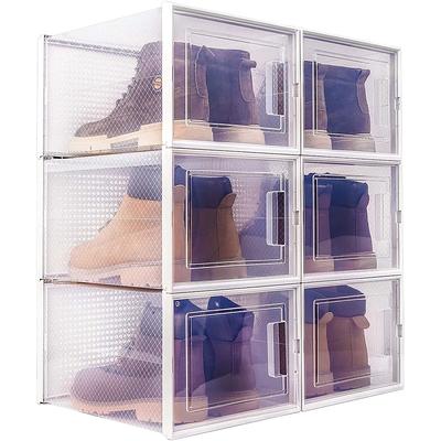 AOHMPT Foldable Storage Box - Clear Stackable Shoe Organizer with Lids -  Large 6 Layer Shoe Rack Cabinet