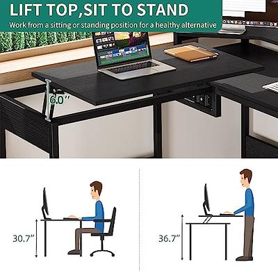 94.4 L Shaped Desk with Hutch, Home Office Desk with File Drawers, 94.4  Inches Two Person Desk, Corner Computer Desk with Keyboard Tray, Monitor