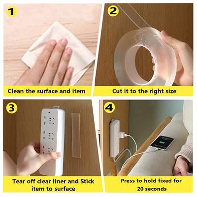 Double Sided Tape Heavy Duty, High-Viscosity Magic Transparent Adhesive  Tape Wall Tape Adhesive Strips Removable Adhesive Nano Tape For Home Office  Car Poster Carpet 2 Rolls 