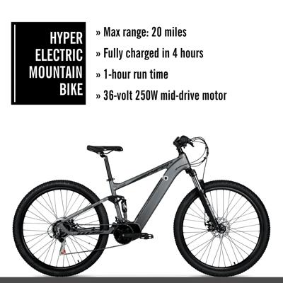 Hyper Bicycles E-Ride 29 36V Electric Mountain Bike for Adults, Pedal- Assist, 250W Mid-Drive E-Bike Motor, Grey - Yahoo Shopping