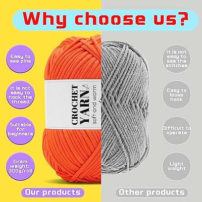 3 Pack Beginners Crochet Yarn, Red Yarn for Crocheting Knitting Beginners,  Easy-to-See Stitches, Chunky Thick Bulky Cotton Soft Yarn for Crocheting