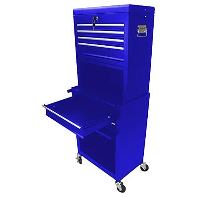 Rolling Tool Chest with Wheels and 8 Drawers, Detachable Large Toolbox  Storage Cabinet with Lock,Locking Mechanic Tool Cart for Warehouse,  Workshop,Garage,Blue 