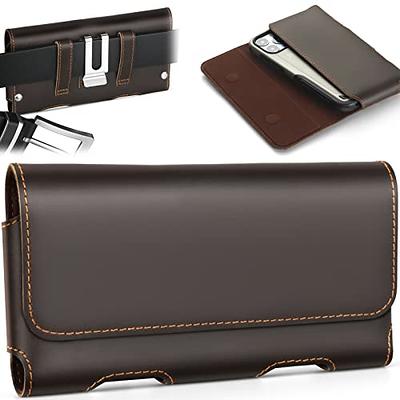 Topstache Large Leather Phone Holster,Flip Cell Phone Case with Belt Clip  for Samsung S23 S22,Large Phone Pouch for iPhone 14 13 Pro,Universal