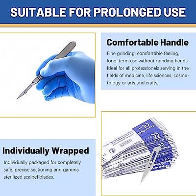 Surgical Grade Blades #11 10pcs Sterile with #3 Scalpel Knife Handle for  Biology Lab Anatomy, Practicing Cutting, Medical Student, Sculpting