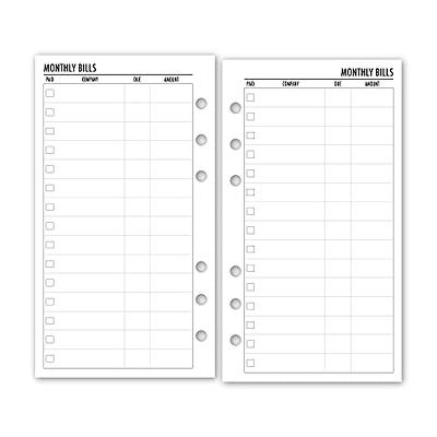 Pocket Week on 1 Page Horizontal Planner Insert Refill, 3.2 x 4.7 inches,  Pre-Punched for 6-Rings to Fit Filofax, LV PM, Kikki K, Moterm and Other