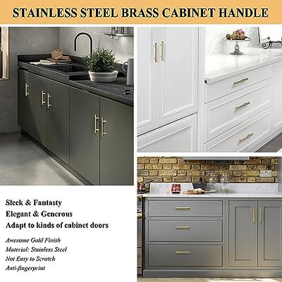 30Pack 3''Hole Centers Gold Cabinet Handles-Brushed Brass Cabinet Pulls  Gold Dresser Drawer Pulls-Stainless Steel Door Hardware for Kitchen  Bathroom