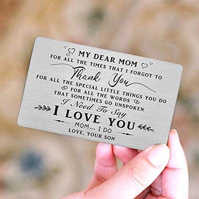 Mother Gift from Daughter Son Engraved Wallet Card for Mom