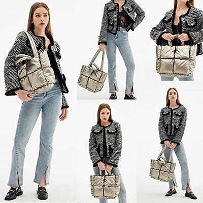 Puffer Shoulder Bag Quilted Tote Bag for Women Underarm Bags Beach