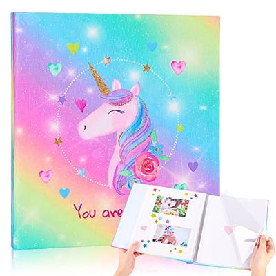 pickyNproud Photo Album Self Adhesive DIY Scrapbook Albums 40 Pages Cute  Unicorn Baby Memory Book Linen Picture Album for Kids Family Wedding Travel  Hold 3x5 4x6 5x7 6x8 8x10 Photos Rainbow 