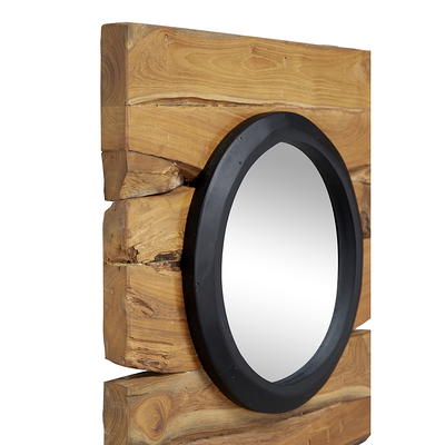 DecMode Set of 2 Rustic Wooden Wall Mirror, Brown