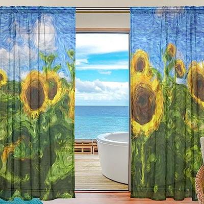  Abstract-Flower Blackout Curtain Panels 2 Set 55 Inch Length 2  Panels Brown Half Window Curtains for Bedroom Girls Room 63 x 55 Inch :  Home & Kitchen